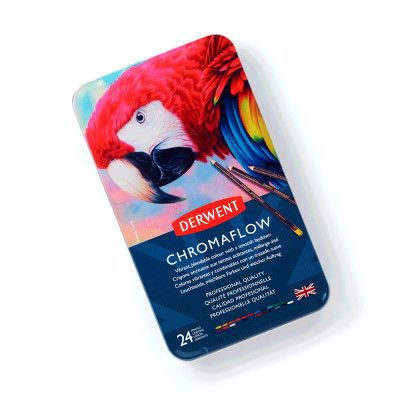 Олівці кольорові Derwent Chromaflow 24 кол. у металевому пеналі (5028252616133)