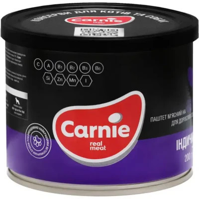 Консерви для собак Carnie Dog м&#039;ясний паштет з індичкою 200 г (4820255190167)