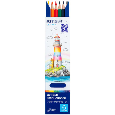 Олівці кольорові Kite Classic 6 кольорів (K-050)