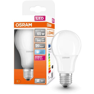 Лампочка Osram LED CL A65 9W/840 12-36V FR E27 (4058075757622)