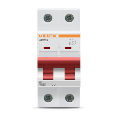 Автоматичний вимикач Videx RS4 RESIST 2п 6А С 4,5кА (VF-RS4-AV2C06)