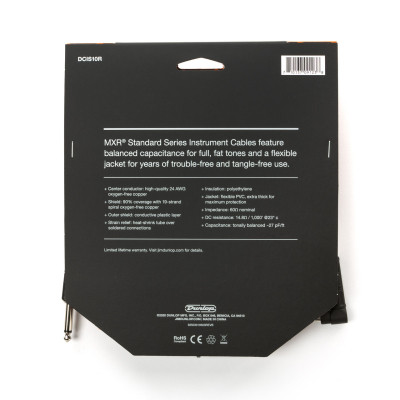 Інструментальний кабель MXR Standard Instrument Cable Straight/Right 3m (DCIS10R)