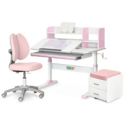 Парта з кріслом ErgoKids (L) + тумба (TH-330 + Y-412 Lite + BD C3_PINK)