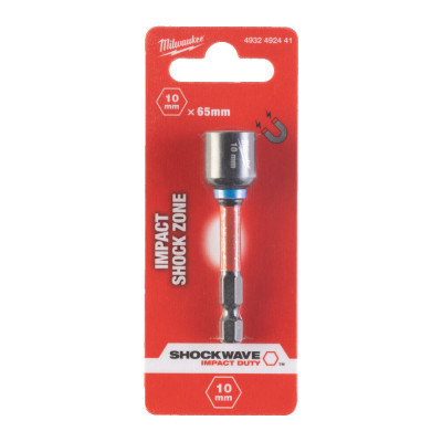 Головка магнітна Milwaukee 1/4&quot;, шестигранна, 10 мм Shockwave, ударостійка (4932492441)