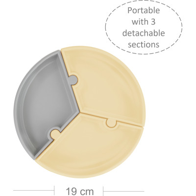 Тарілка дитяча MinikOiOi Puzzle секційна Mellow Yellow / Powder Grey (101050053)