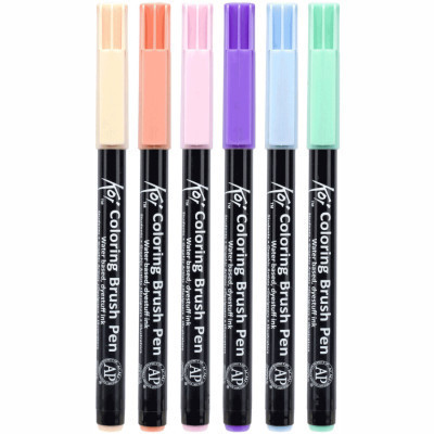 Художній маркер KOI набір Coloring Brush Pen, SWEETS 6 кольорів (8712079448691)