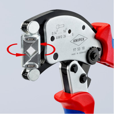 Затиск для клем KNIPEX з поворотною головкою, для контактних гільз (97 53 18)