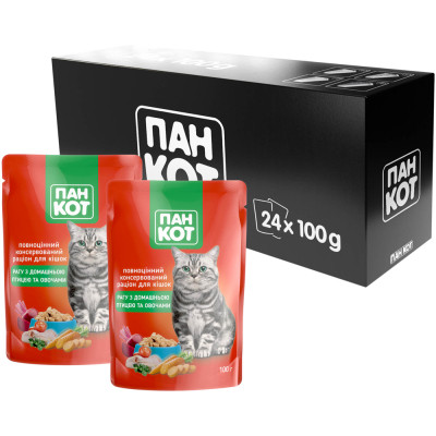 Вологий корм для кішок Пан Кот домашня птиця 100 г (4820111141012)