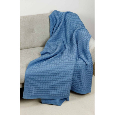 Плед Прованс в&#039;язаний Sweet Home Kosa волошковий 130х170 см (4823093444874)