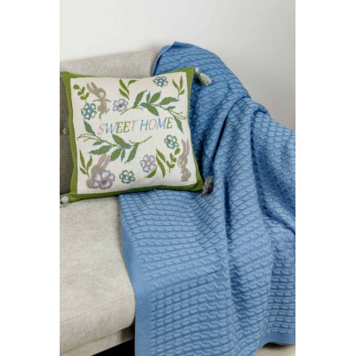 Плед Прованс в&#039;язаний Sweet Home Kosa волошковий 130х170 см (4823093444874)