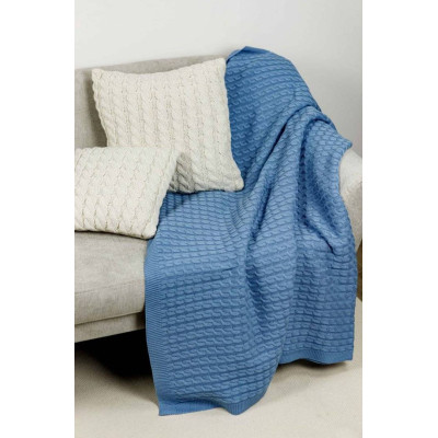 Плед Прованс в&#039;язаний Sweet Home Kosa волошковий 130х170 см (4823093444874)