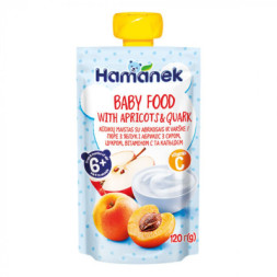 Дитяче пюре Hamanek Яблуко Абрикос Сир, 120 г (8595139783921)