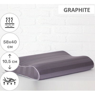 Подушка MirSon ортопедична 6005 Noble stripe Graphite 58х40х10.5 (2200003260878)