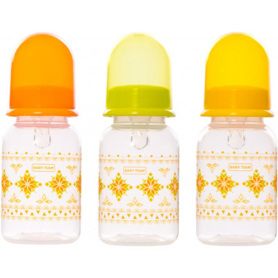 Пляшечка для годування Baby Team із силіконовою соскою Baby Team 125 мл Салатова (1400)