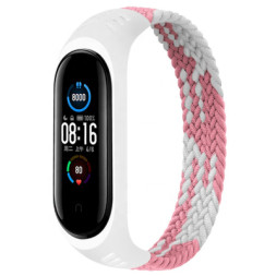 Ремінець до фітнес браслета BeCover Elastic Nylon Style для Xiaomi Mi Smart Band 5/6 (Size M) Pink-White (706153)