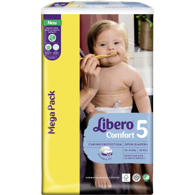 Підгузки Libero Comfort Розмір 5 (10-14 кг) 76 шт (7322541756912)