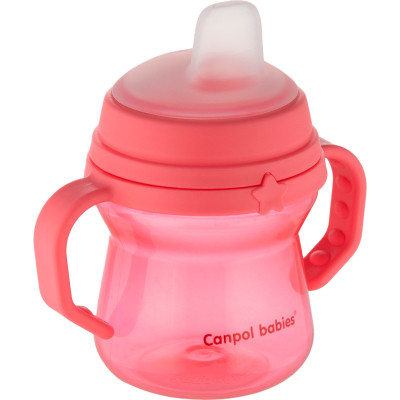 Поїльник-непроливайка Canpol babies з силіконовим носиком FirstCup 150 мл Рожева (56/614_pin)