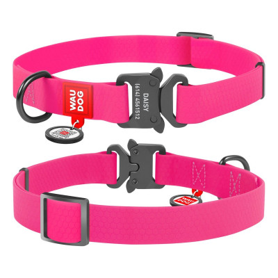 Нашийник для тварин WAUDOG Waterproof з QR паспортом M Ш 20 мм Д 24-40 см(рожевий) (27937)