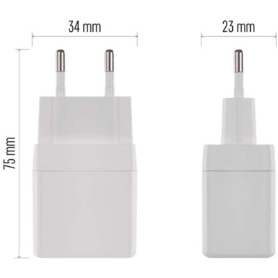 Зарядний пристрій EMOS V02G20 1xUSB-A + 1xUSB-C PD20W GaN (V02G20)
