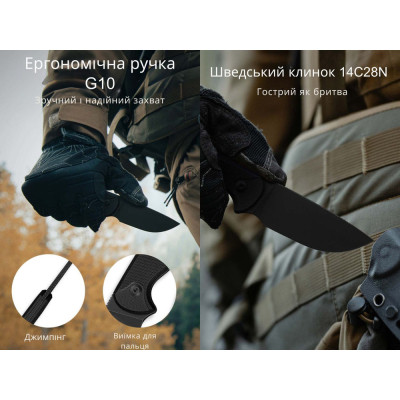 Ніж Civivi Timberbark, Darkwash, чорний G10 (C23094-1)