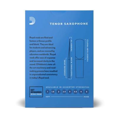 Тростина для саксофона D&#039;Addario Royal - Tenor Sax #2.0 - 25 Pack (RKB0120-B25)
