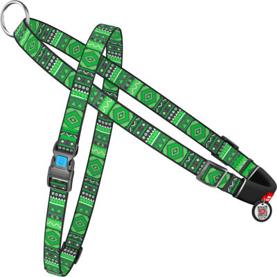 Шлея для собак WAUDOG Nylon з QR-паспортом &quot;Етно зелений&quot; M (5446)