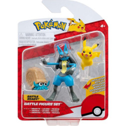 Фігурка Pokemon набір W17 - Оманайт, Пікачу, Лукаріо (PKW3054)