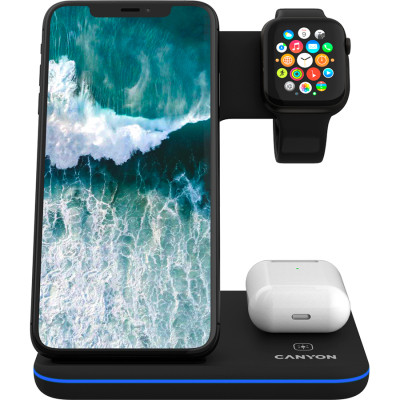 Зарядний пристрій Canyon 3in1 Wireless charger (CNS-WCS303B)
