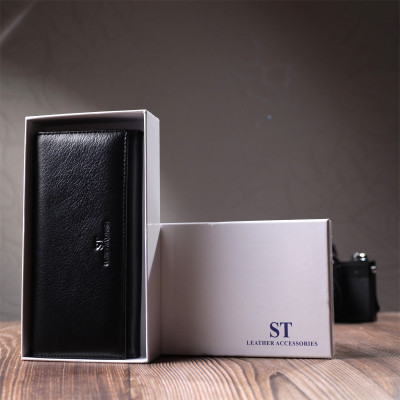 Гаманець ST Leather З натуральної шкіри Чорний (22676)