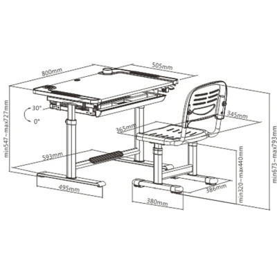 Парта зі стільцем Cubby Lupin Grey (Lupin grey KIDS FURNITURE)
