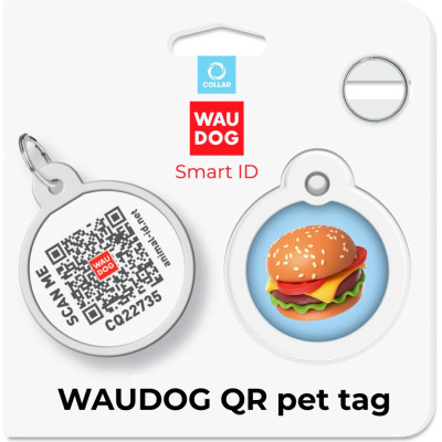 Адресник для тварин WAUDOG Smart ID з QR паспортом &quot;Гамбургер&quot;, коло 25 мм (225-4037)