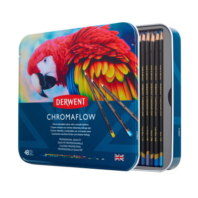 Олівці кольорові Derwent Chromaflow 48 кол. у металевому пеналі (5028252627511)