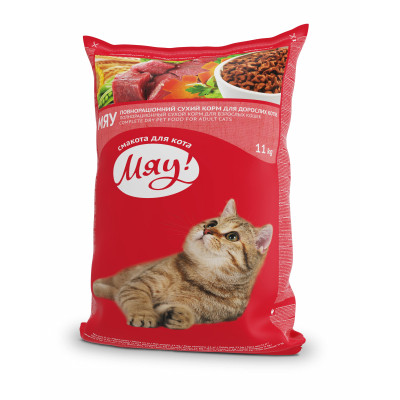 Сухий корм для кішок Мяу! зі смаком м&#039;яса 11 кг (4820083902093)