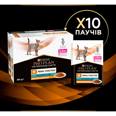 Вологий корм для кішок Purina Pro Plan Veterinary Diets NF Renal Function Advanced Care При патології нирок З куркою 10 x 85 г (7613287873644)