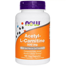 Амінокислота Now Foods Ацетил-L Карнитин, Acetyl-L Carnitine, 500 мг, 100 капсул (NF0076)