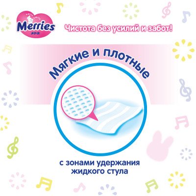 Детские влажные салфетки Merries запасной блок 54 шт (4901301239976)
