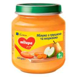 Дитяче пюре Milupa Яблуко Груша Морква 125 г (5900852051418)