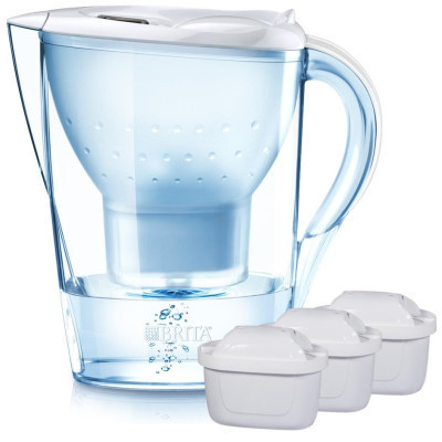 Фільтр-глечик Brita Marella Memo + 3 картриджі, 2.4л, білий (1039273)