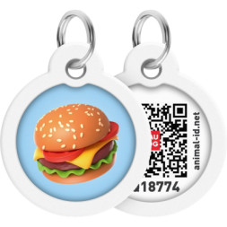 Адресник для тварин WAUDOG Smart ID з QR паспортом &quot;Гамбургер&quot;, коло 30 мм (230-4037)