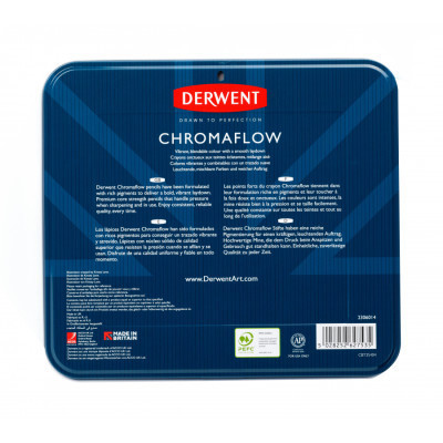 Олівці кольорові Derwent Chromaflow 72 кол. у металевому пеналі (5028252627535)
