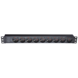 Силовий блок Eserver 19&quot; 9 розеток, кабель 1.8м, алюм. корпус PDU 220В, 16А (WT-2261A-GER-9WAY)