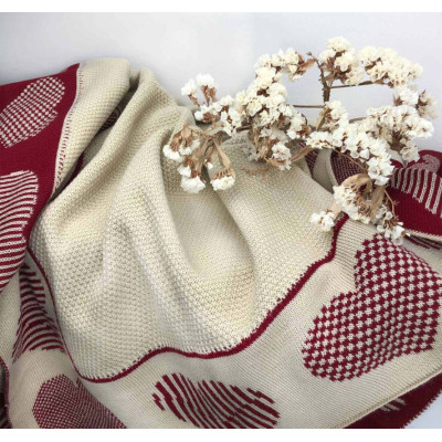 Плед Прованс в&#039;язаний Серця 100х150 см (4823093436794)