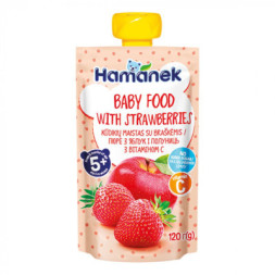 Дитяче пюре Hamanek Яблуко Полуниця, 120 г (8595139780456)