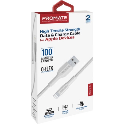Дата кабель USB 2.0 AM to Lightning 1.0m 2A xCord-Ai white Promate (xcord-ai.white)