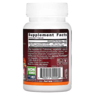 Вітамін Jarrow Formulas Метил Фолієва кислота (Метілфолат) 400 мкг, Methyl Folate, 6 (JRW-30006)