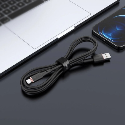 Дата кабель USB 2.0 AM to Lightning 1.2m 2.4A silicone C2-02 black Acefast (AFC2-02B)