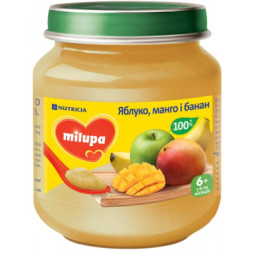 Дитяче пюре Milupa Яблуко, манго і банан з 6 місяців 125 г (5900852051401)