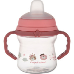 Поїльник-непроливайка Canpol babies Bonjour Paris з силіконовим носиком FirstCup 150 мл Рожева (56/612_pin)