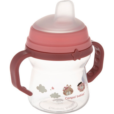 Поїльник-непроливайка Canpol babies Bonjour Paris з силіконовим носиком FirstCup 150 мл Рожева (56/612_pin)