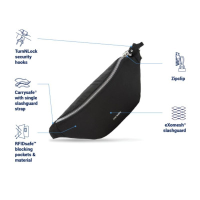 Сумка-бананка Pacsafe Stylesafe Sling Pack, чорна (20635100)